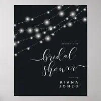 Modern String Lights Bridal Shower B&W ID585 Poster