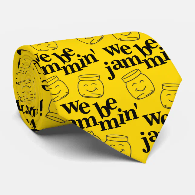 Funny We Be Jammin' Smiling Dancing Canning Jars Neck Tie