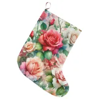 Whimsical Rose Pattern Large Christmas Stocking