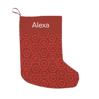 Red Nested Hexagons Personalized Name Small Christmas Stocking