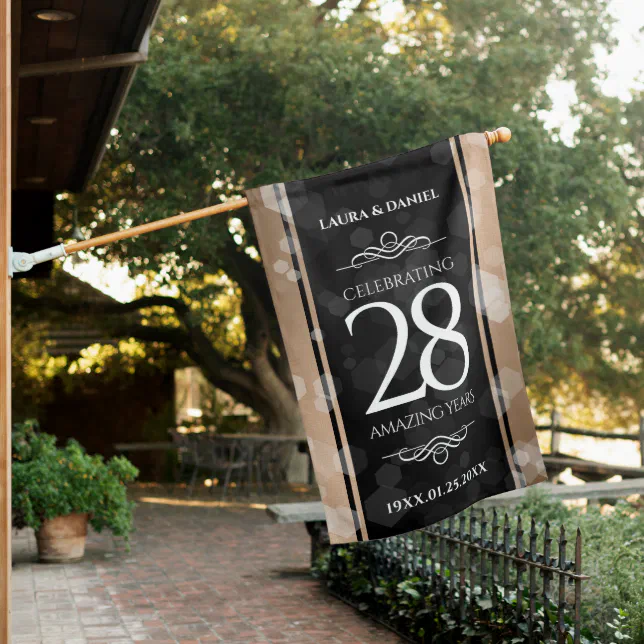 Elegant 28th Linen Wedding Anniversary Celebration House Flag