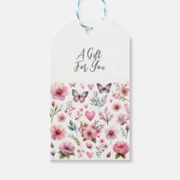 Elegant Pink Floral Woman's Birthday Gift Tags