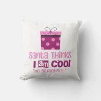 Christmas Santa Thinks ... Pink and Purple Throw Pillow