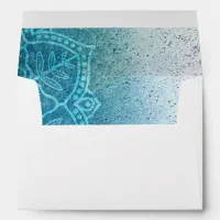 Personalized Wedding Envelope Blue Mandala