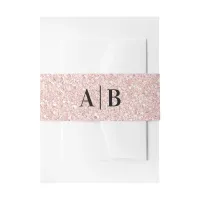 Light Rose Gold Faux Glitter Wedding Monogram Invitation Belly Band