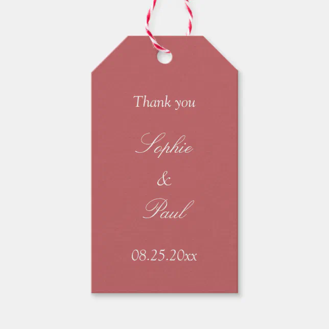 Dusty Rose Pink Wedding Favor Thank You Gift Tags