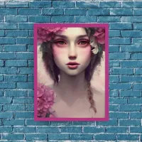 Ethereal Girl with Pink Freckles Poster