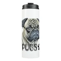 I Love Pugs | Cute Dog Owners Thermal Tumbler