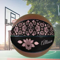 Elegant pink on black lace in vintage style  basketball