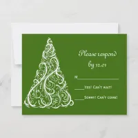 Green Christmas Tree Winter Wedding RSVP