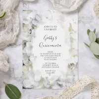 White Hydrangea Watercolor Quinceanera Party Invitation