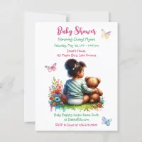 Baby Girl and her Teddy Bear | Girl's Baby Shower Postcard