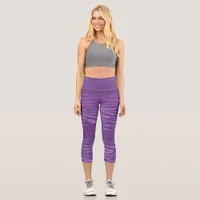 Purple Zebra Stripes Capri Leggings