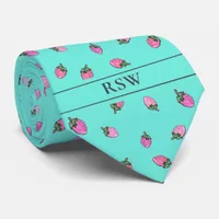 Strawberry Modern Add Initials Bright Bold Novelty Neck Tie