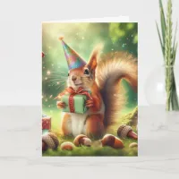 Cute Squirrel in Birthday Hat Card