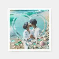 Pretty Sea Glass Photo Wedding  Napkins