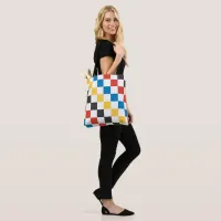 Primary Colors Patchwork Grid Tote Bag