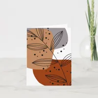 Blank Modern Trendy Abstract Art Leaf Note Card