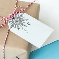 Faux Silver Snowflake on White Gift Tags