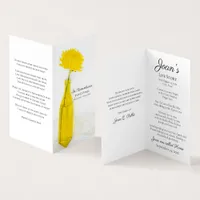 Yellow Mum in Vase Funeral Service Memorial Prayer Business Card