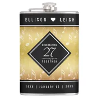 Elegant 27th Music Wedding Anniversary Celebration Flask