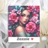 Beautiful Hispanic Anime Woman Sticker