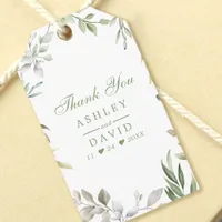 Rustic Watercolor Greenery Floral Thank You Favor Gift Tags