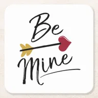 Be mine Cute Valentines Square Paper Coaster