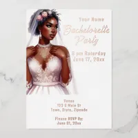 White and Rose Gold Foil Bachelorette Party Foil Invitation