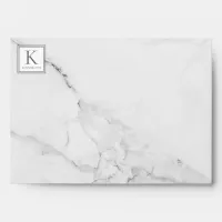 Elegant Stylish Marble Monogram Family Name Envelope