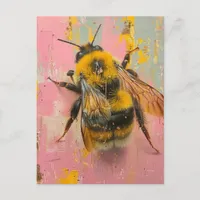 Bumblebee on Pink and Yellow Postcard