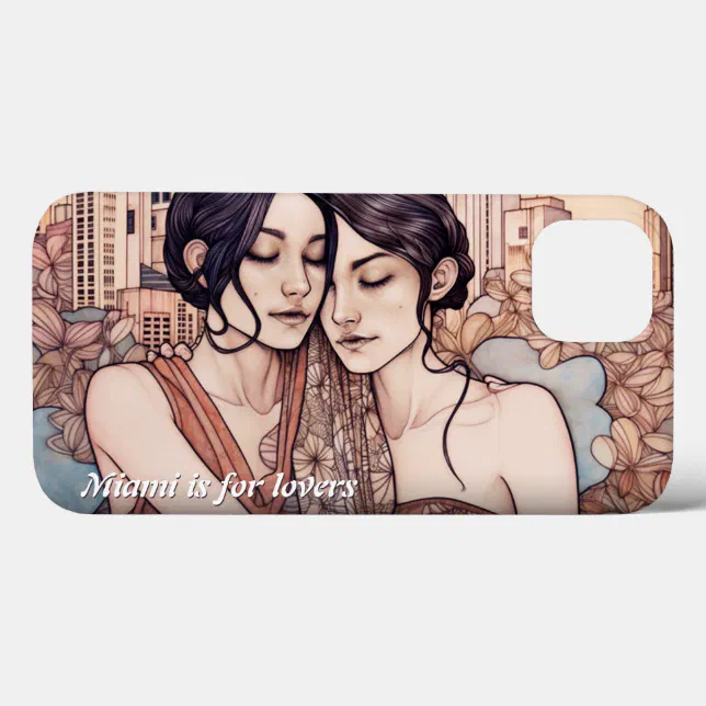 Miami Downtown Women Cuddling Lesbians Drawing iPhone 13 Case