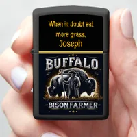 Bison Farmer Tending to Animals on a Sunny Day Zippo Lighter