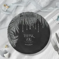 Jewel Palm Leaf Wedding Silver v2 ID830 Paper Plates