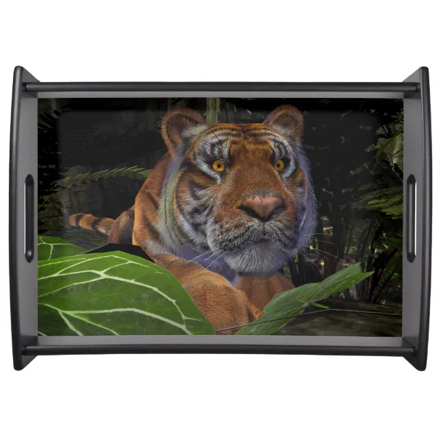 Tiger Crouching in the Jungle Serving Tray