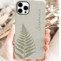 Cottagecore Sage Forest Fern Custom Name iPhone 16 Pro Max Case