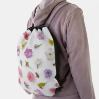 Pretty Floral Blossoms, Unique Photo Mock-up Style Drawstring Bag