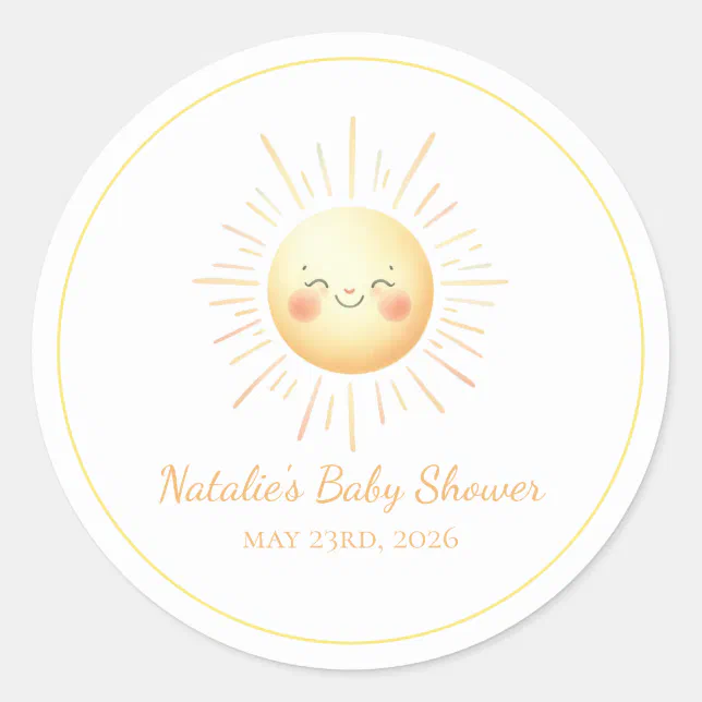 Cute Yellow Watercolor Sunshine Gender Neutral  Classic Round Sticker