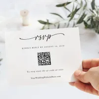 Simple Modern Wedding QR Code Heart RSVP Card