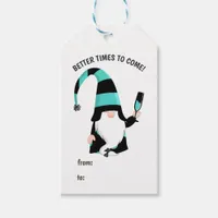 Teal and Black Gnome Happy Holidays Gift Tags