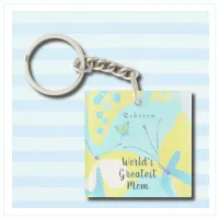 World's Greatest Mom Mixed Media Floral Keychain