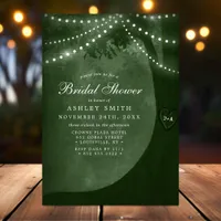 Green Rustic Tree String Lights Bridal Shower Invitation