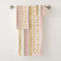 Pink Gold Christmas Fa La La Pattern#27 ID1009 Bath Towel Set