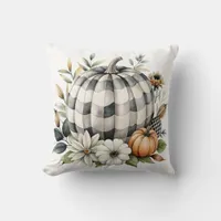 White and Black Wavy Check Pumpkin Throw Pillow