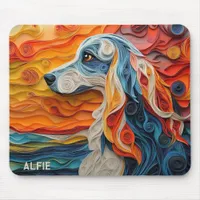 Colorful Afghan Hound Dog Portrait Mouse Pad