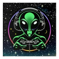 Alien Playing Video Games with Star Background Acrylic Print