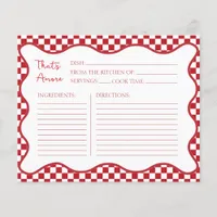 Recipe Card "That's Amore" Red Italy Bridal Shower