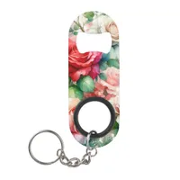 Whimsical Rose Pattern Keychain Bottle Opener