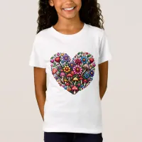 Floral Heart Pixel Art T-Shirt