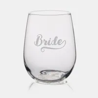 Cute Bride Bachelorette Party Stemless Wine Glass